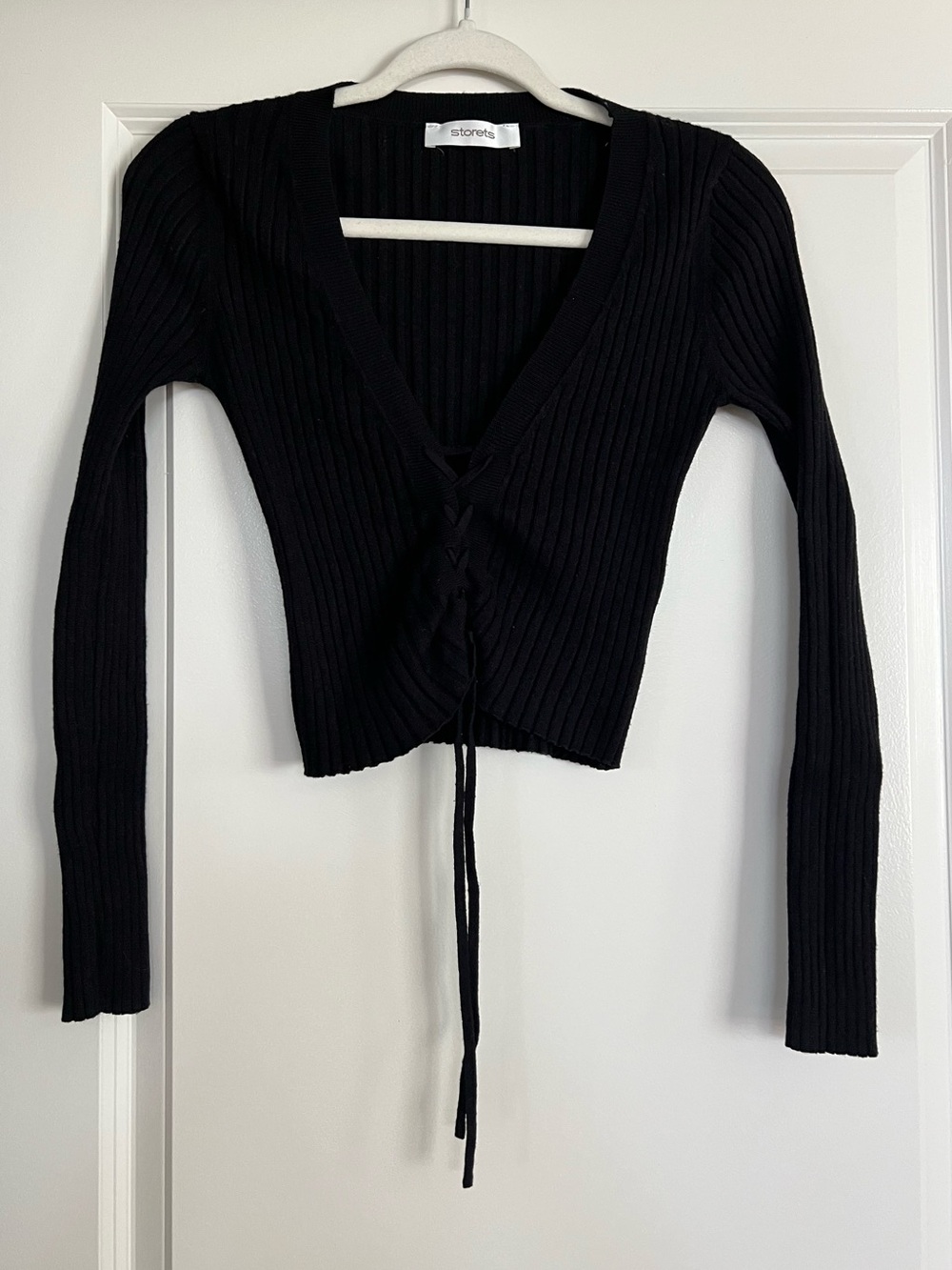 storets Black Ribbed Lace-Up Knit Top - Picture 1 of 7
